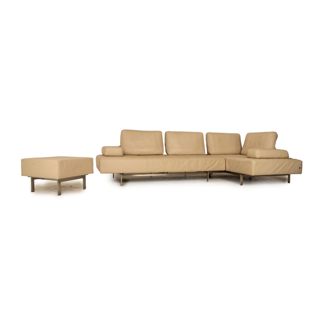 Rolf Benz Dono 6100 Ecksofa Leder Creme Sofa Couch Recamiere rechts