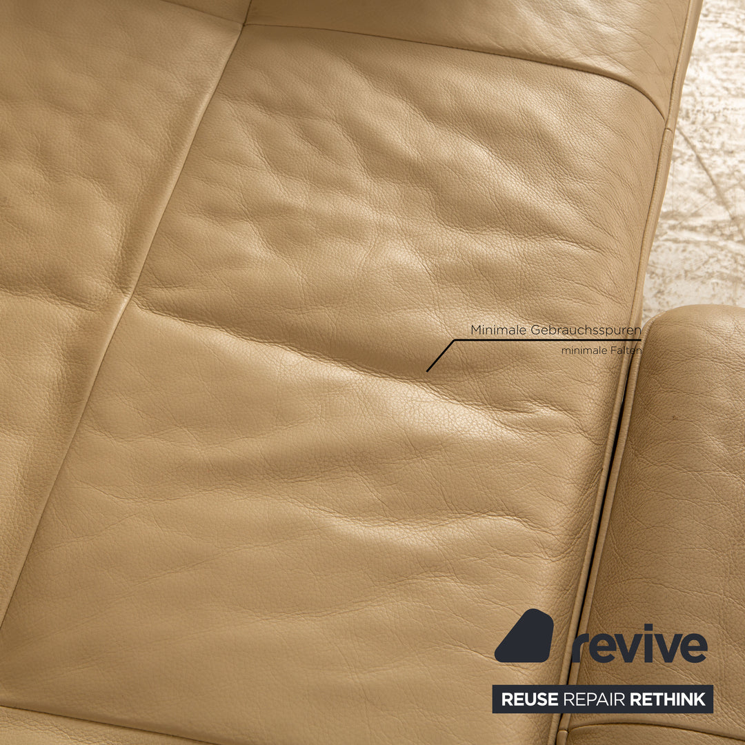 Rolf Benz Dono 6100 Ecksofa Leder Creme Sofa Couch Recamiere rechts