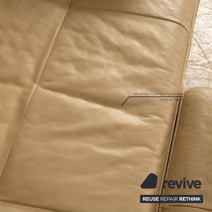 Rolf Benz Dono 6100 Ecksofa Leder Creme Sofa Couch Recamiere rechts
