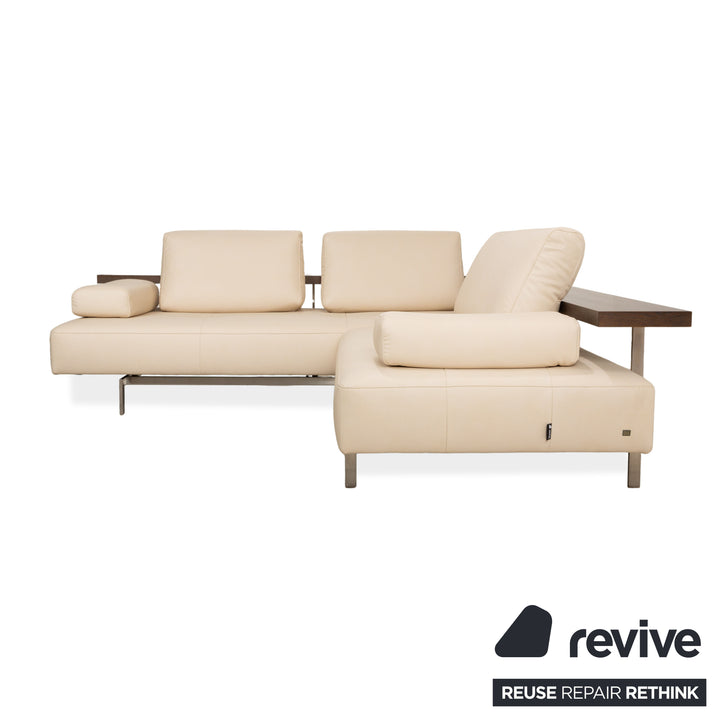 Rolf Benz Dono 6100 veganes Leder Ecksofa Creme Sofa Couch manuelle Funktion Neubezug