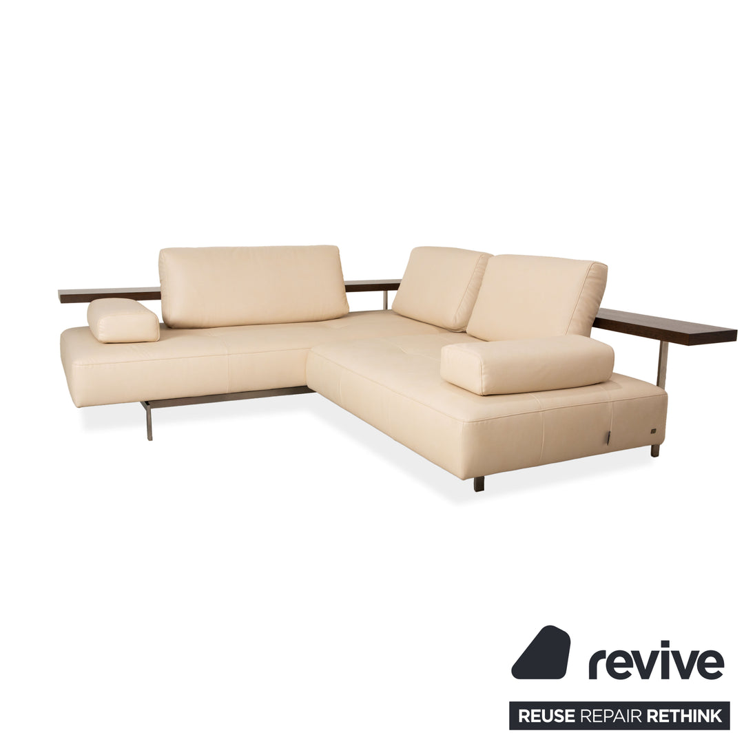 Rolf Benz Dono 6100 veganes Leder Ecksofa Creme Sofa Couch manuelle Funktion Neubezug