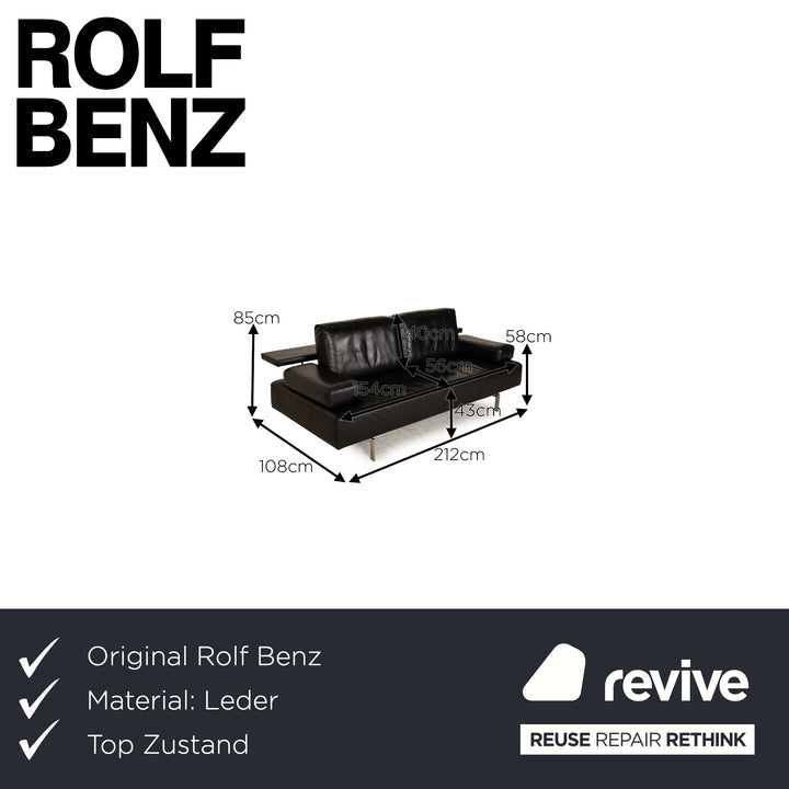 Rolf Benz Dono Leder Dreisitzer Schwarz Sofa Couch