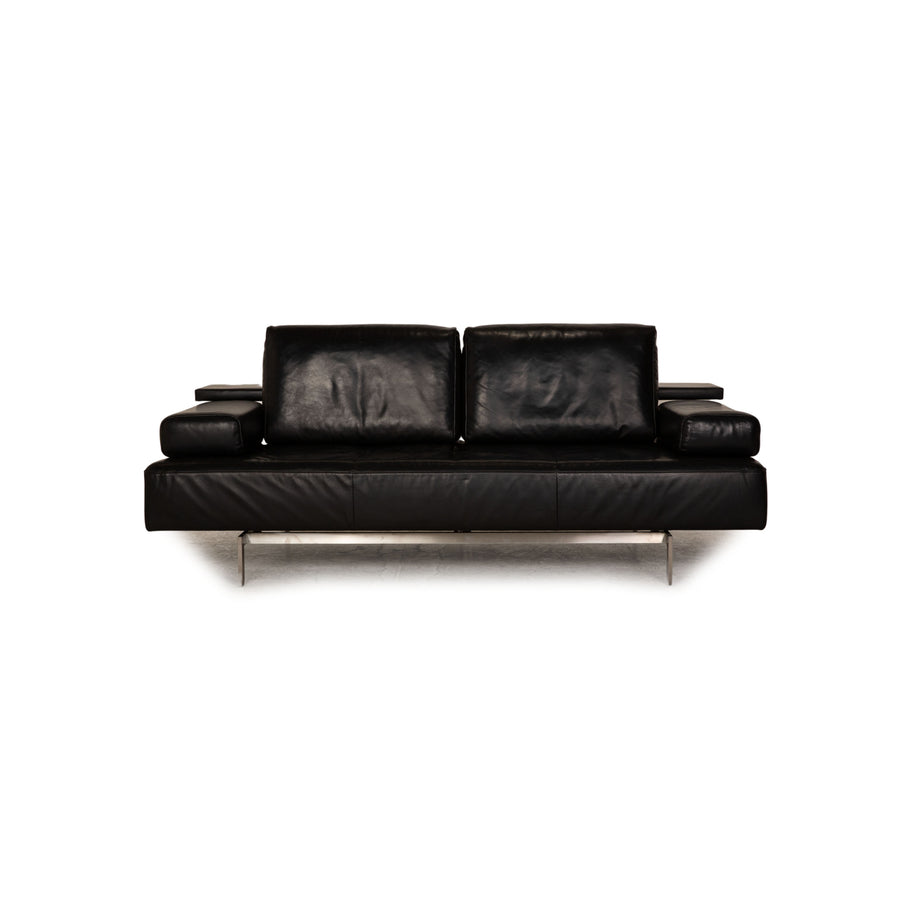 Rolf Benz Dono Leder Dreisitzer Schwarz Sofa Couch