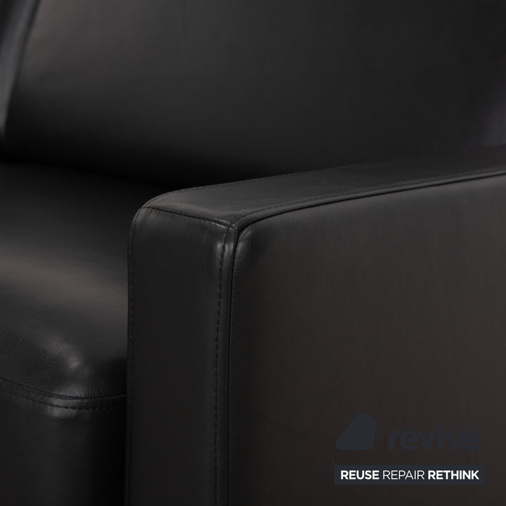 Rolf Benz EGO Ecksofa Leder Ecksofa Schwarz Sofa Couch Kopfstütze