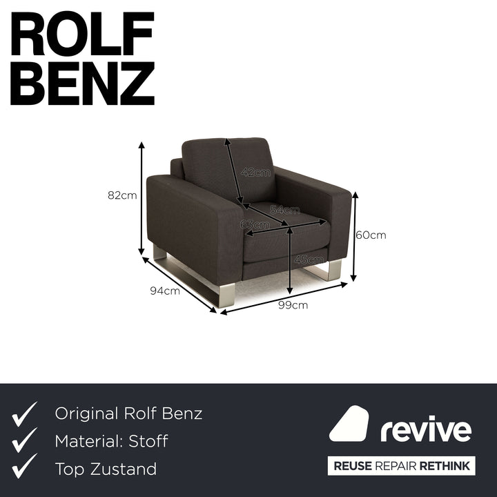 Fauteuil en tissu Rolf Benz Ego gris