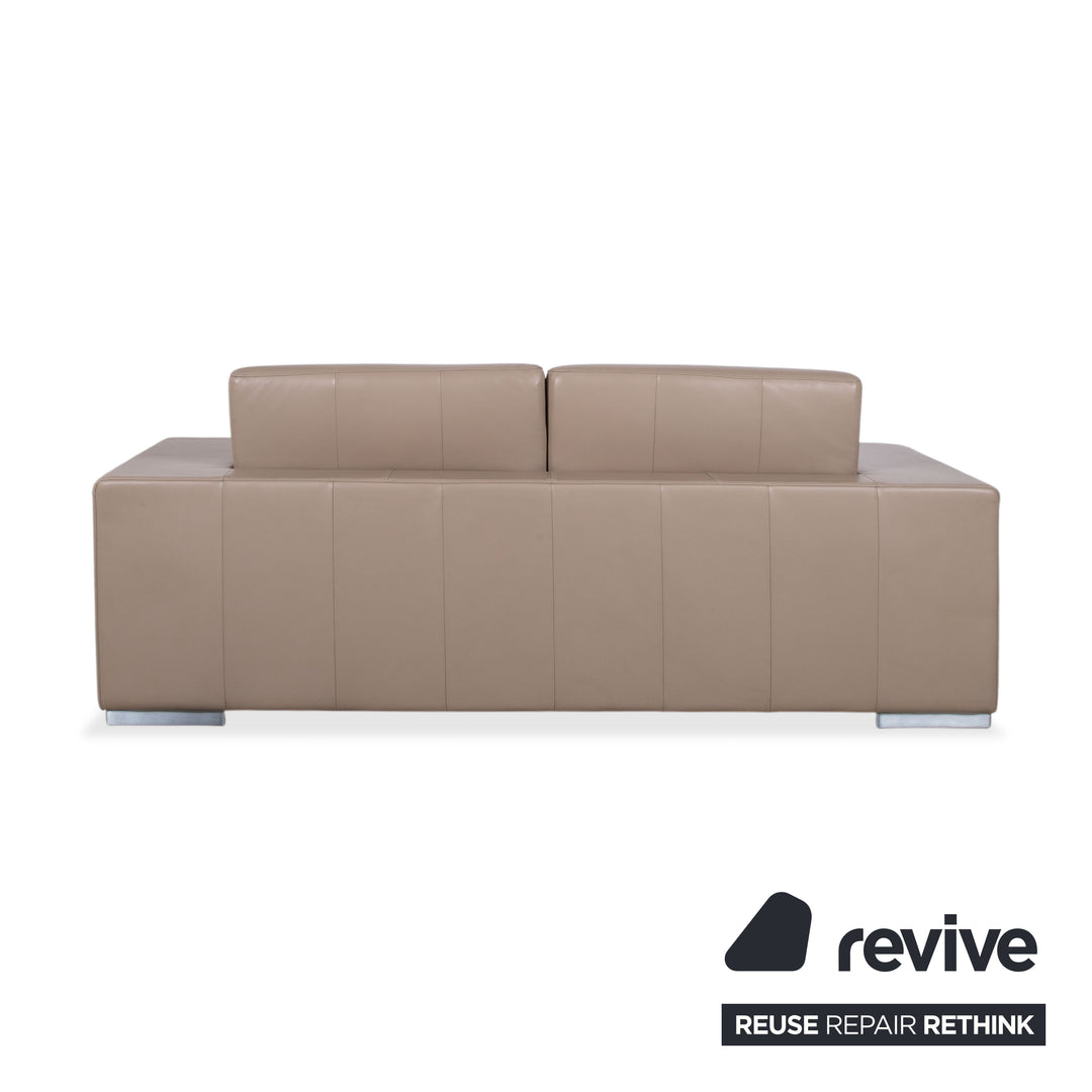 Rolf Benz Garnitur Dreisitzer & Zweisitzer Leder Sofa Creme Beige Couch