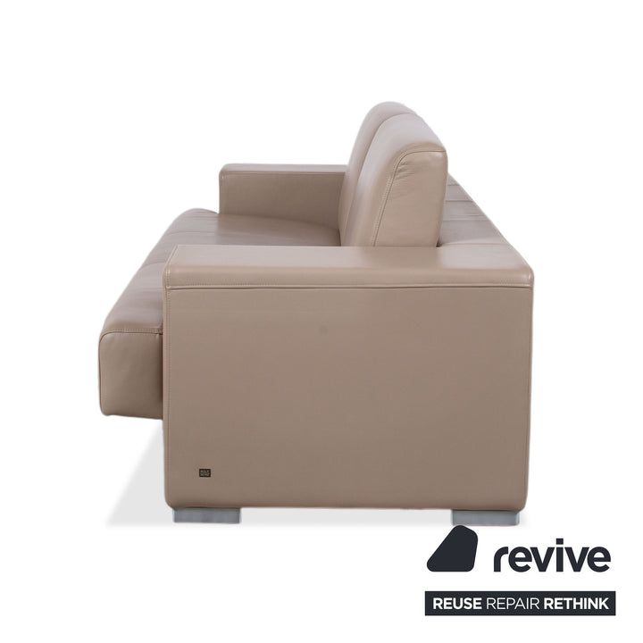 Rolf Benz Garnitur Dreisitzer & Zweisitzer Leder Sofa Creme Beige Couch