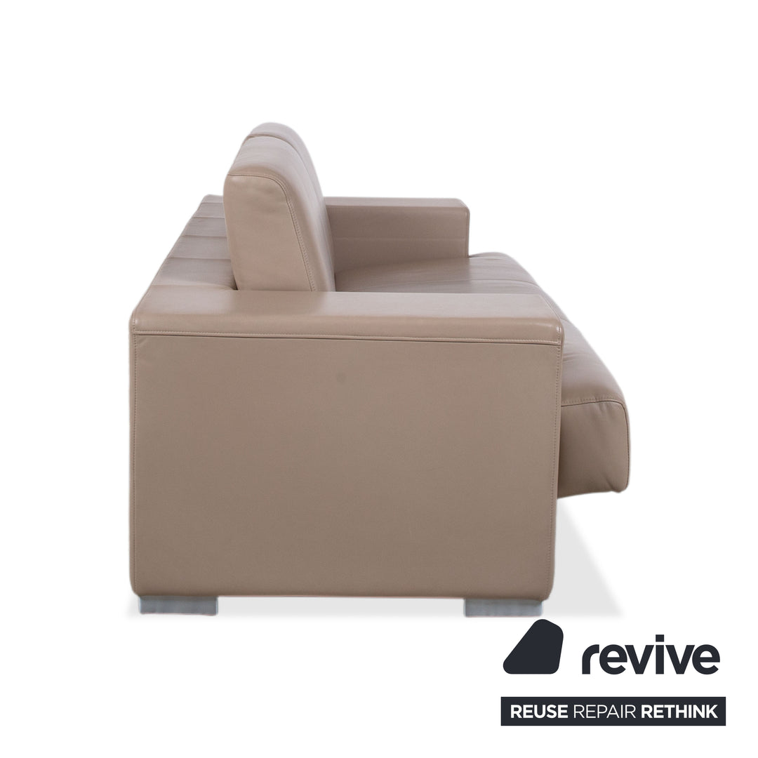 Rolf Benz Garnitur Dreisitzer & Zweisitzer Leder Sofa Creme Beige Couch