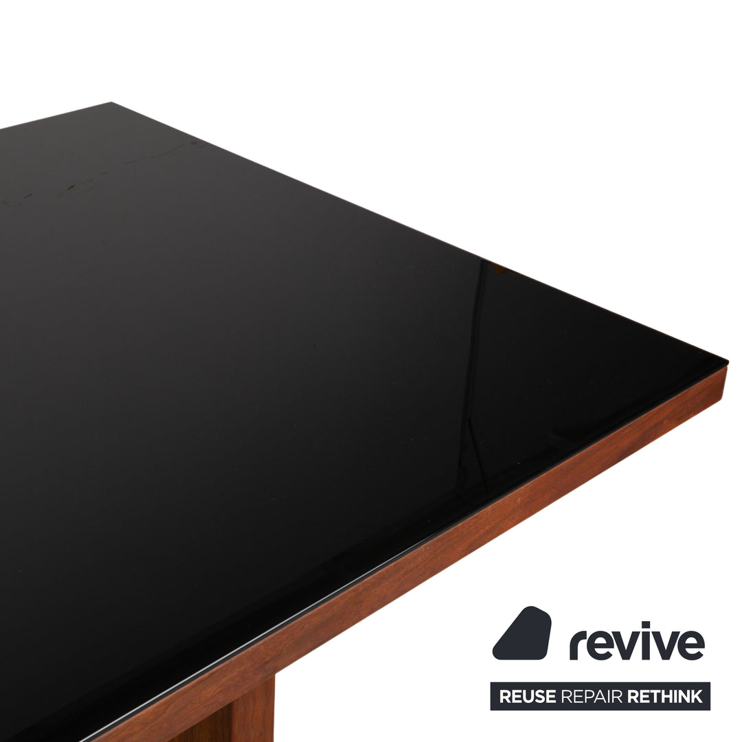 Rolf Benz Dining Set Dining Table 6 Chairs Wood Glass Leather Black Brown Mocha 190 x 100 cm
