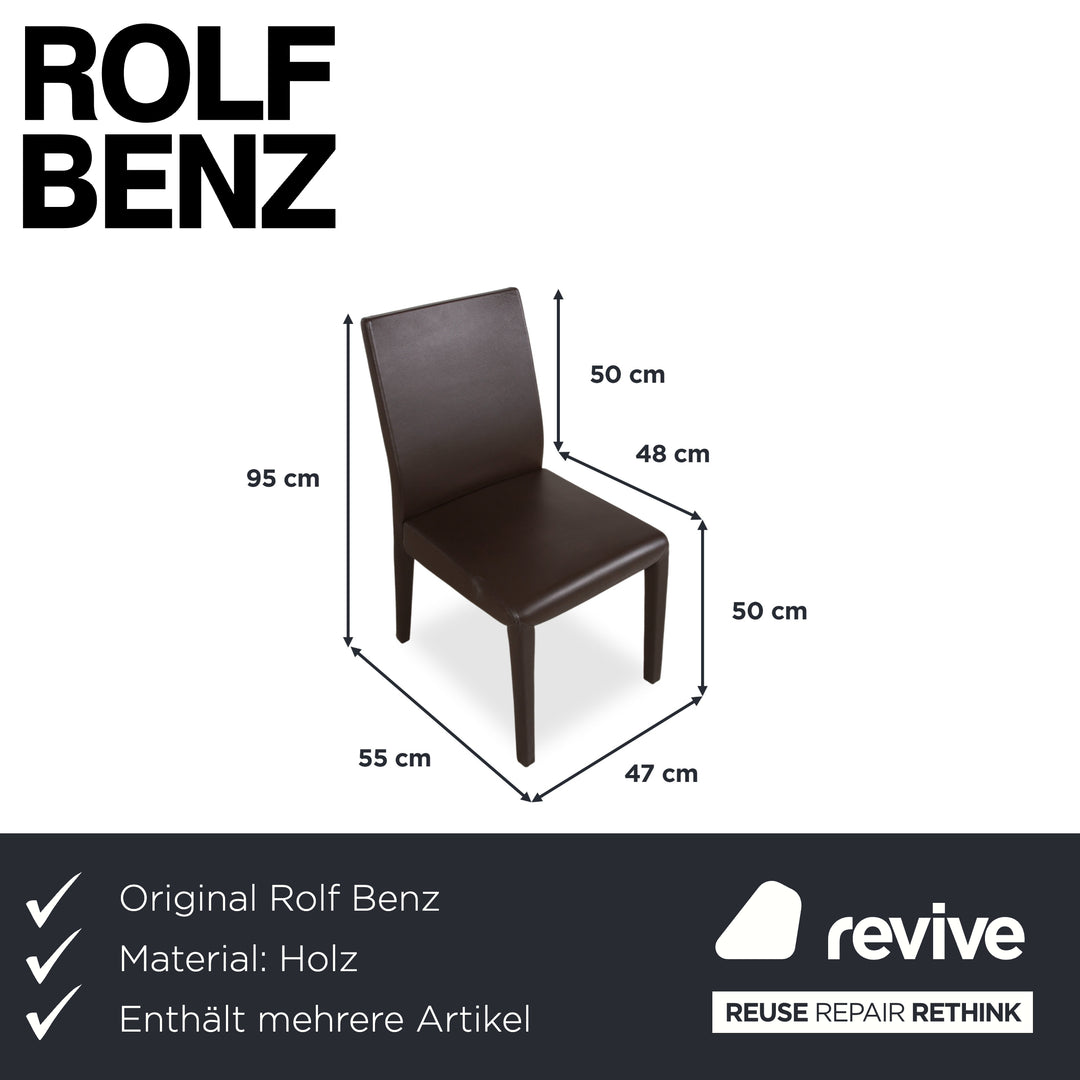 Rolf Benz Dining Set Dining Table 6 Chairs Wood Glass Leather Black Brown Mocha 190 x 100 cm