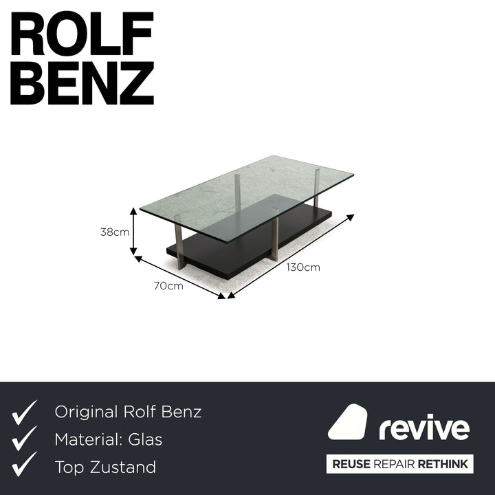Table basse en verre Rolf Benz noir 130 x 70 x 38 cm