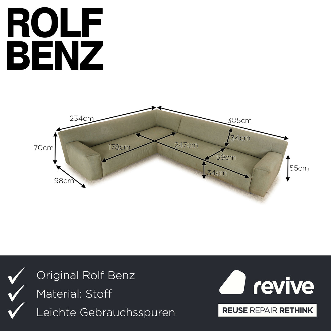 Rolf Benz Grata Stoff Ecksofa Grau Türkis Sofa Couch