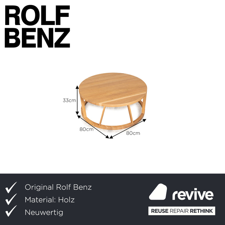 Table basse en bois Rolf Benz chêne brun 80 x 80 x 33 cm