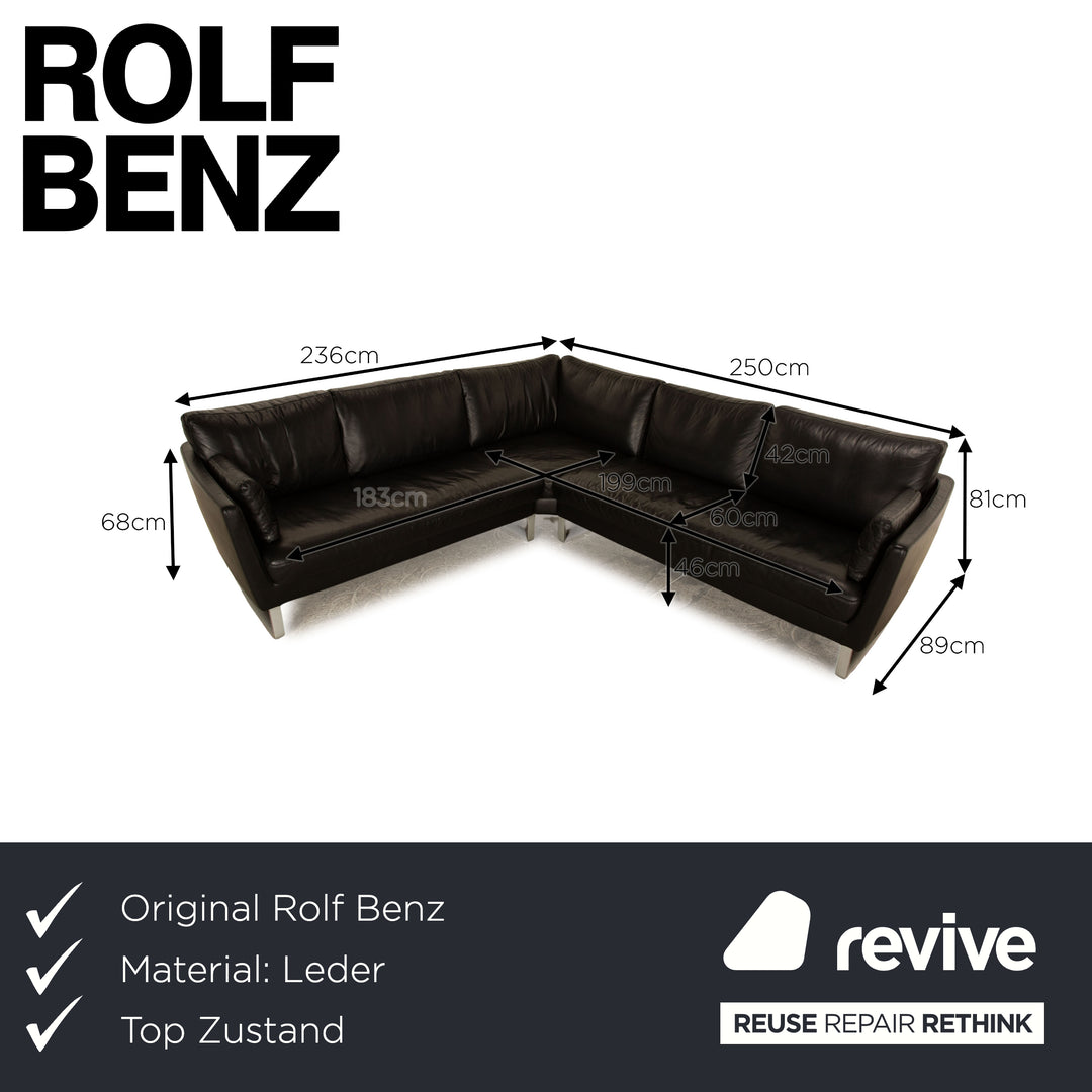 Rolf Benz Leather Corner Sofa Black Sofa Couch
