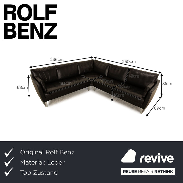 Rolf Benz Leather Corner Sofa Black Sofa Couch