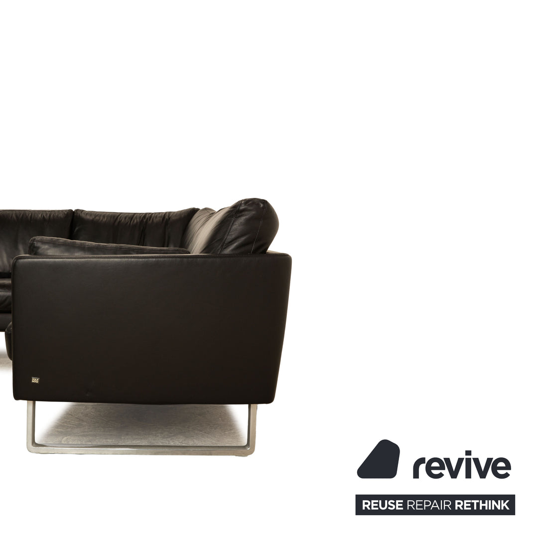 Rolf Benz Leather Corner Sofa Black Sofa Couch