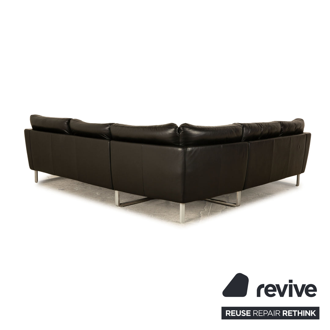 Rolf Benz Leather Corner Sofa Black Sofa Couch