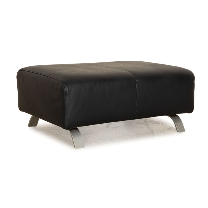 Tabouret en cuir Rolf Benz bleu foncé