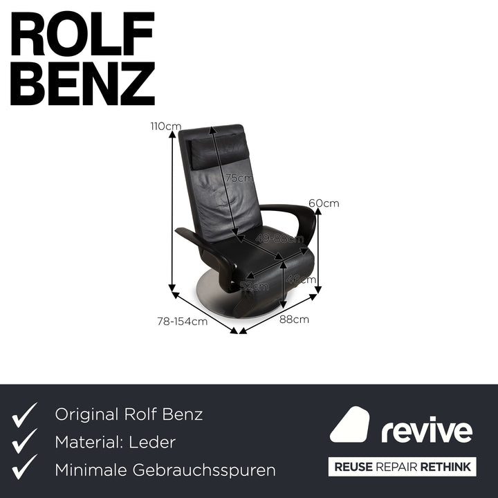 Rolf Benz Leder Sessel Dunkelgrau manuelle Funktion Relaxsessel