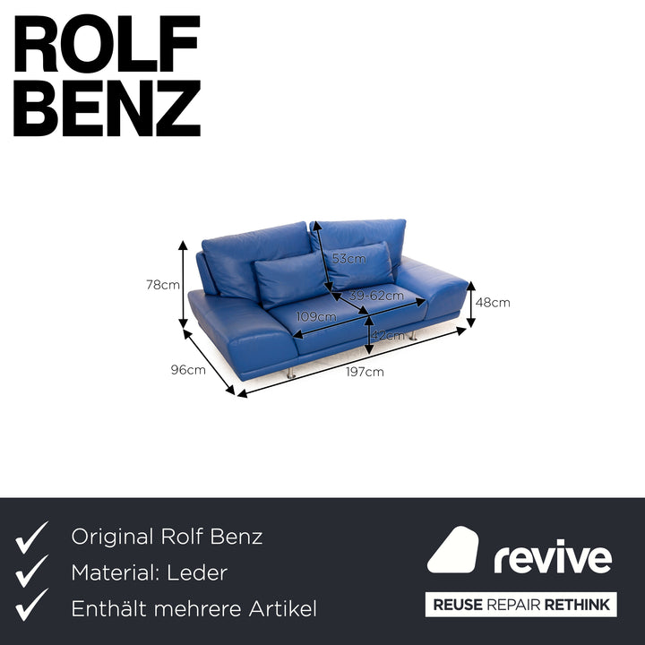 Ensemble de canapé en cuir Rolf Benz, canapé bleu, tabouret trois places