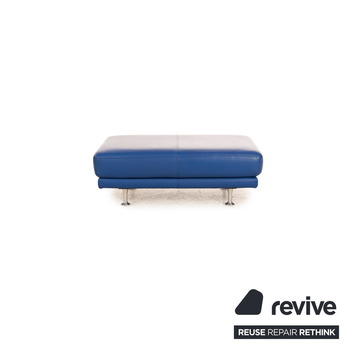Ensemble de canapé en cuir Rolf Benz, canapé bleu, tabouret trois places