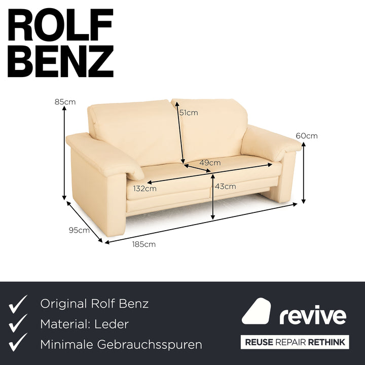 Canapé deux places en cuir crème Rolf Benz