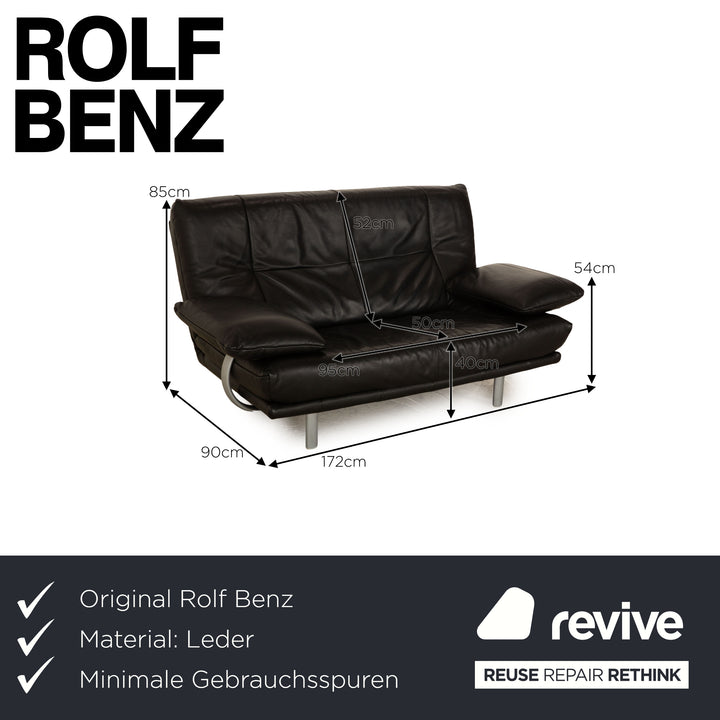 Rolf Benz Leder Zweisitzer Schwarz Sofa Couch