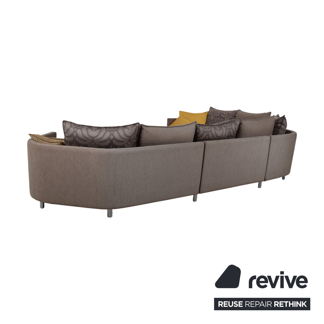 Canapé d'angle en tissu Rolf Benz Onda gris, dossier rond, récamière gauche