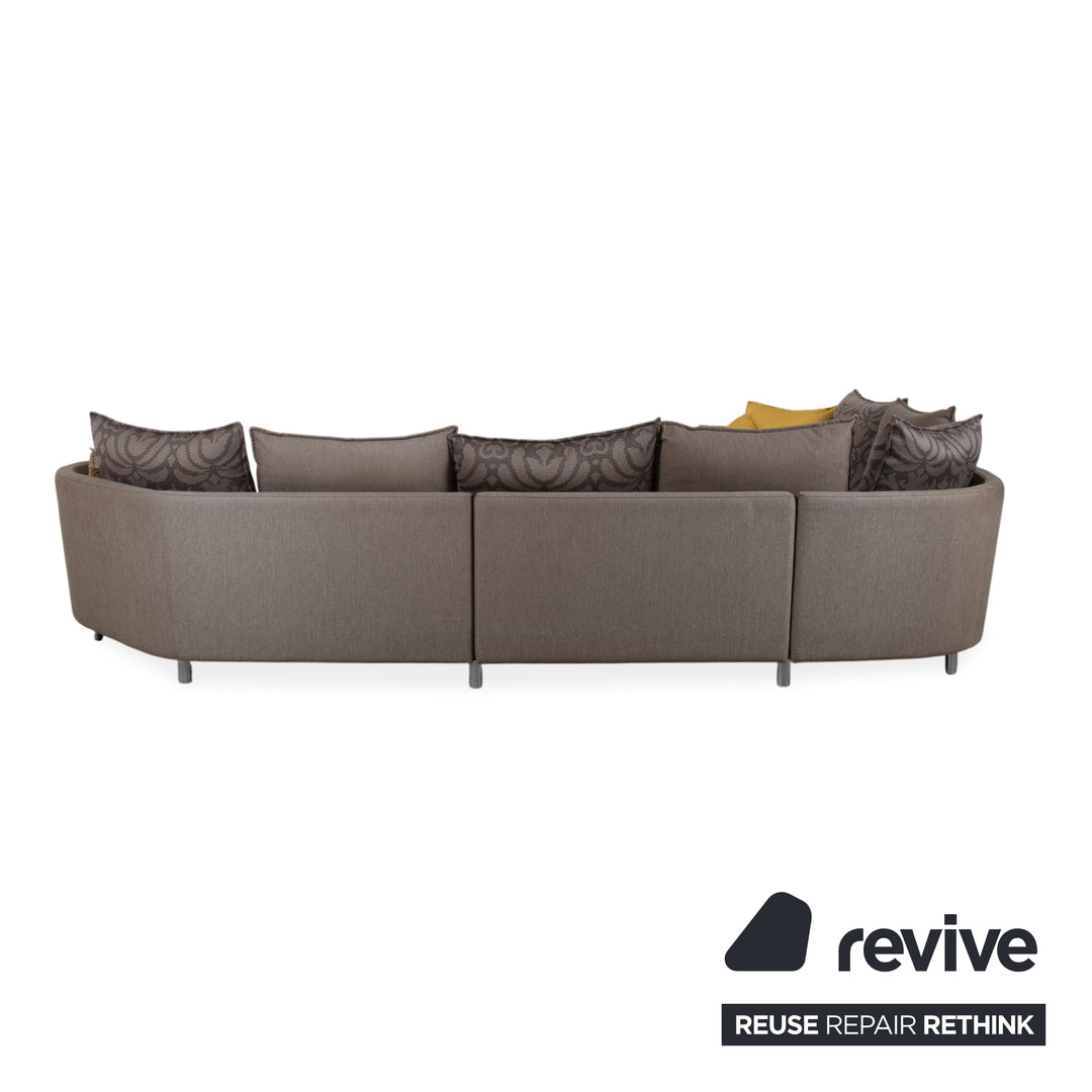 Canapé d'angle en tissu Rolf Benz Onda gris, dossier rond, récamière gauche