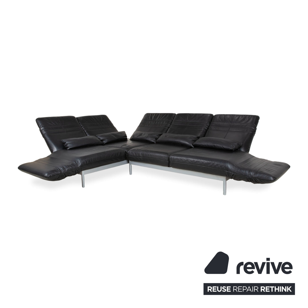 Rolf Benz Plura Ecksofa Leder Schwarz manuelle Funktion Sofa Couch