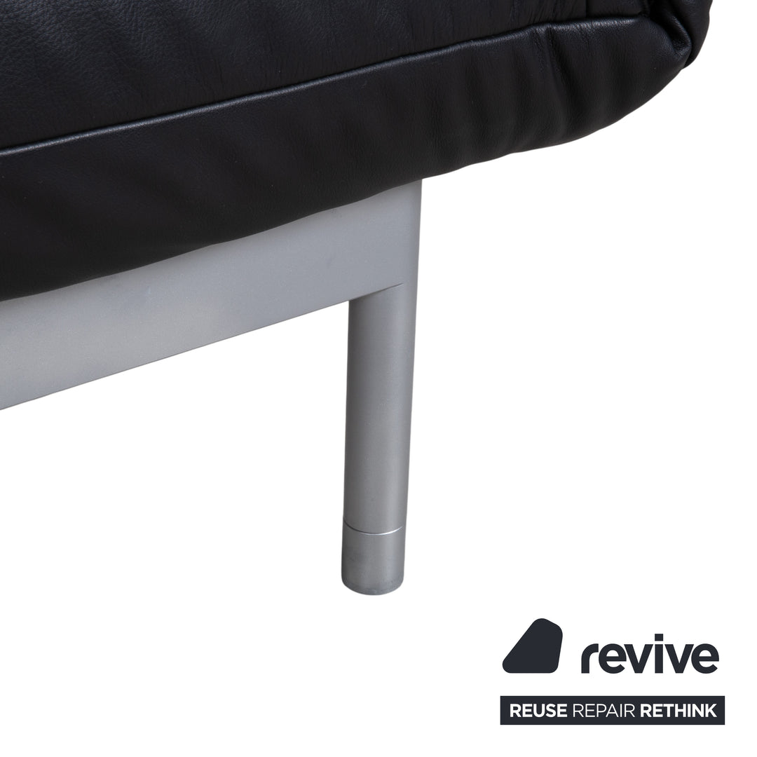 Rolf Benz Plura Leather Two-Seater Black Manual Function Sofa Couch