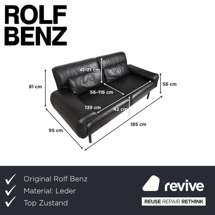 Rolf Benz Plura Leder Zweisitzer Schwarz manuelle Funktion Sofa Couch