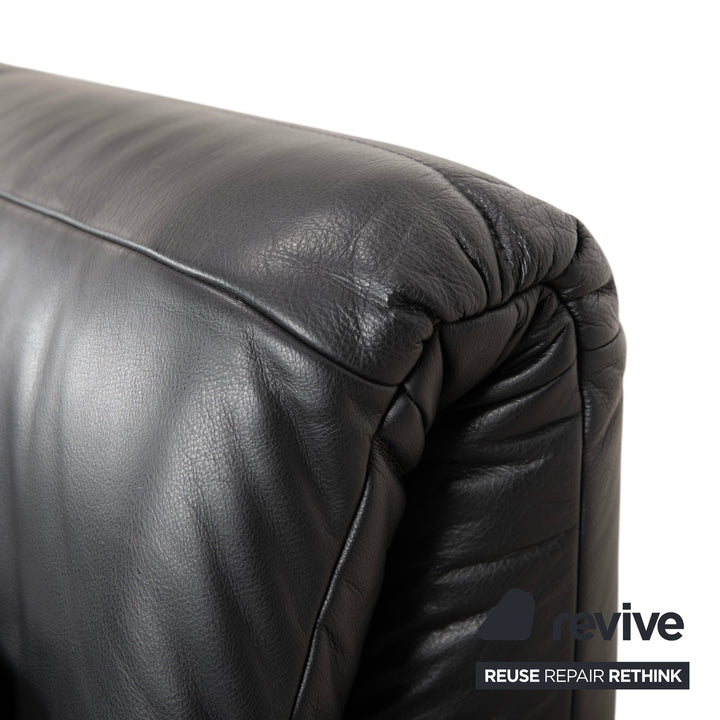 Rolf Benz Plura Leder Zweisitzer Schwarz manuelle Funktion Sofa Couch
