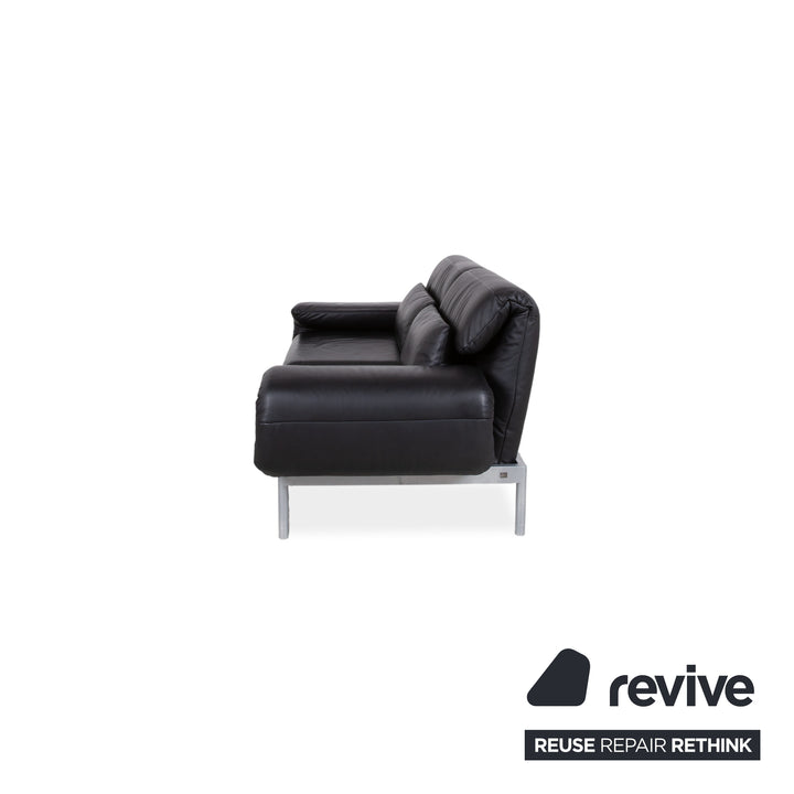 Rolf Benz Plura Leather Two-Seater Black Manual Function Sofa Couch