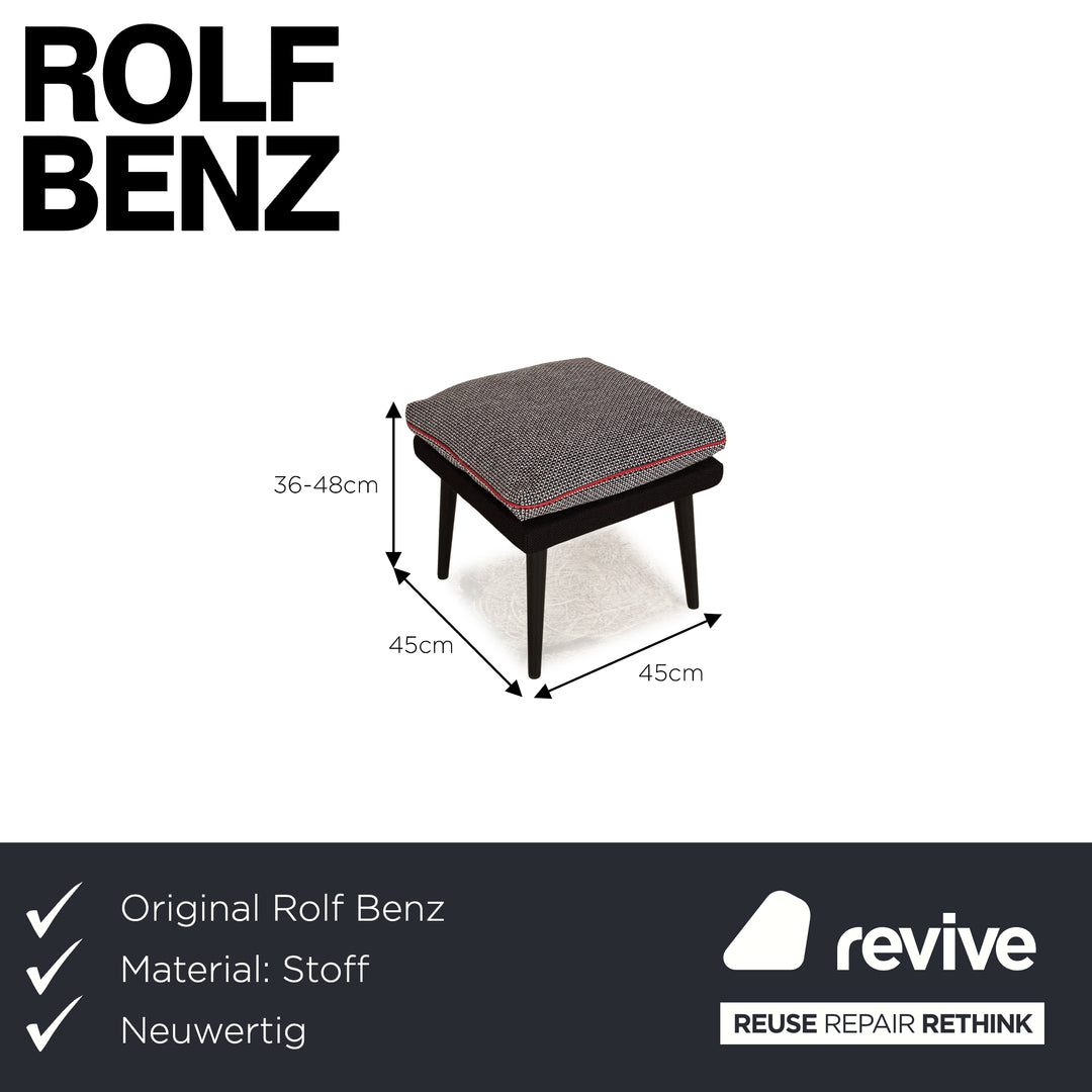 Rolf Benz Stoff Hocker Schwarz Weiß Eiche
