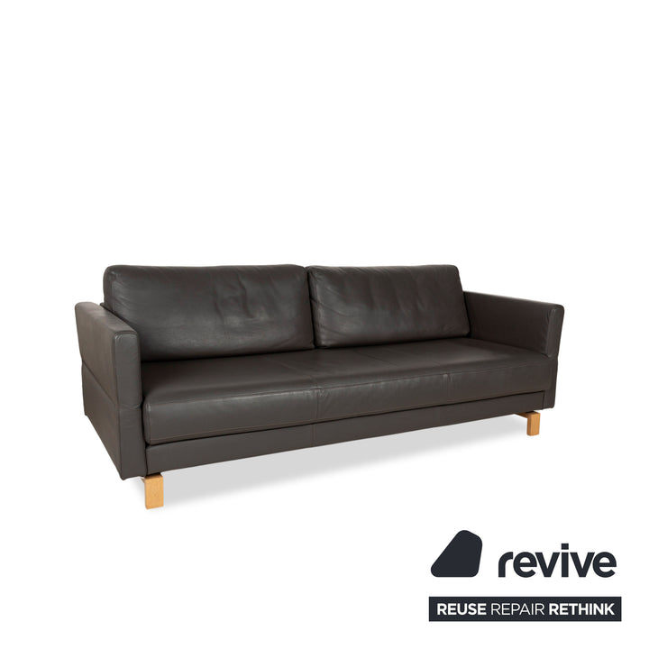 Rolf Benz Vida Leder Dreisitzer Grau manuelle Funktion Sofa Couch