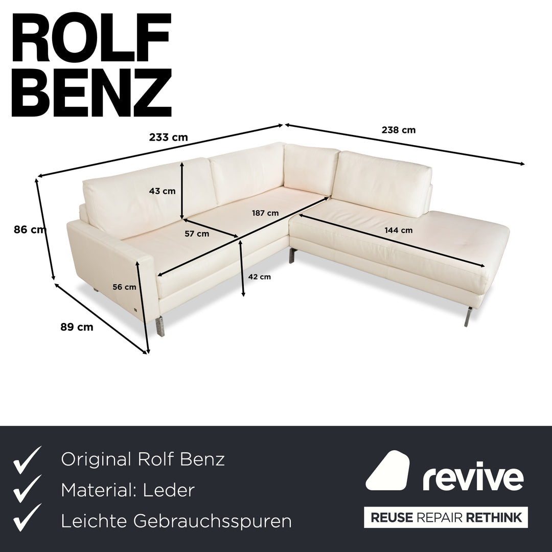 Rolf Benz Vida Leder Ecksofa Creme Weiß Sofa Couch
