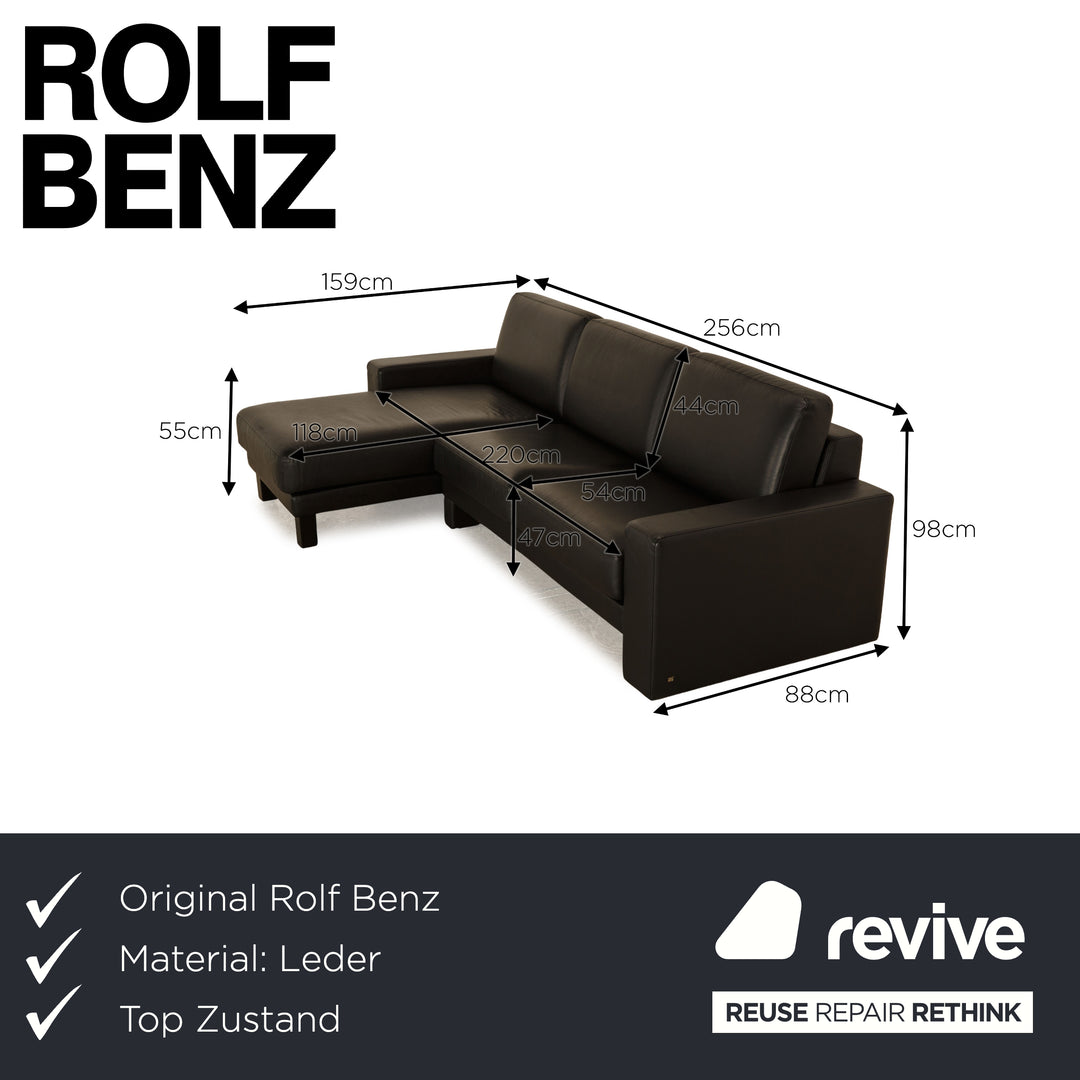 Rolf Benz Vida Leder Ecksofa Schwarz Recamiere Links Sofa Couch