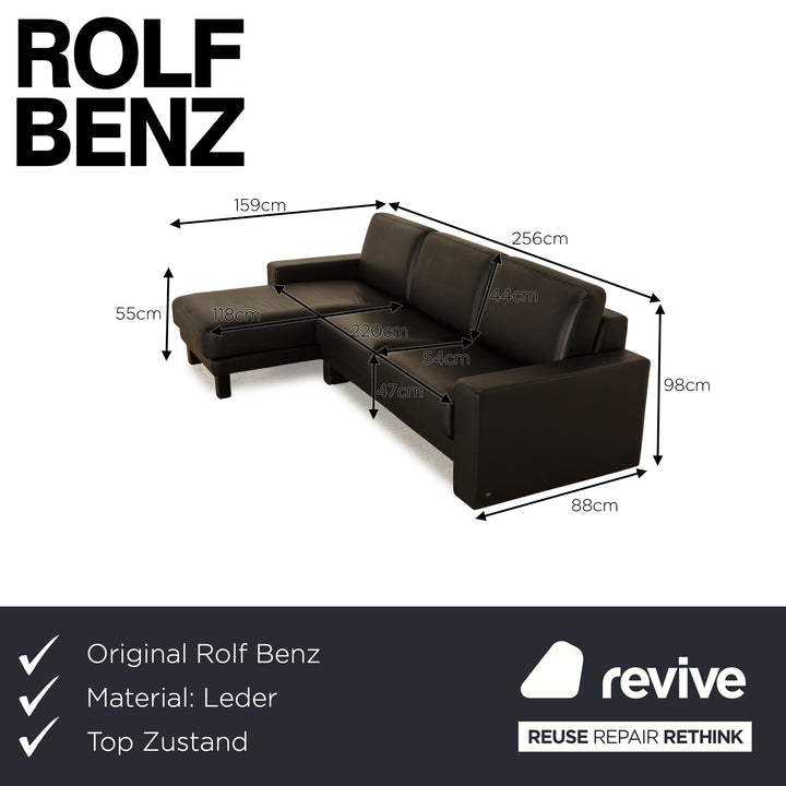 Rolf Benz Vida Leder Ecksofa Schwarz Recamiere Links Sofa Couch