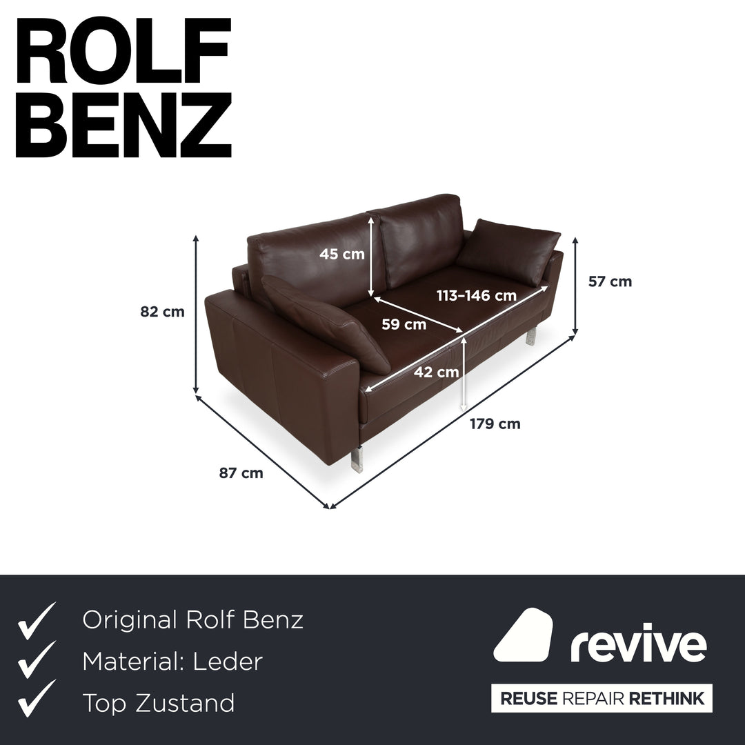 Rolf Benz Vida Leder Zweisitzer Braun Sofa Couch Chrom
