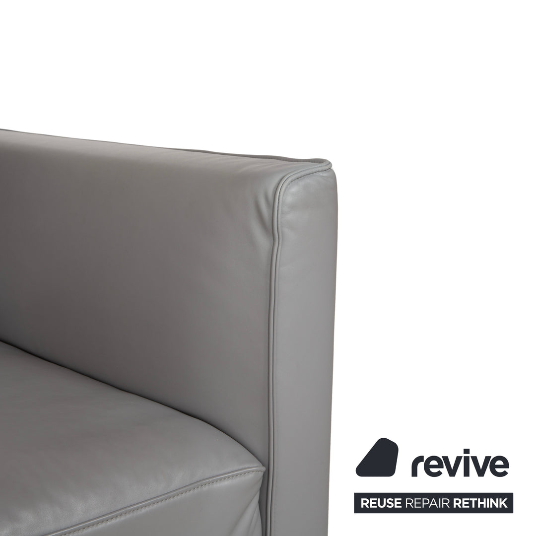 Rolf Benz Zweisitzer Sofa Leder Grau mit manueller Funktion