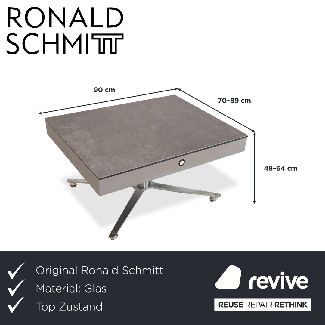Ronald Schmitt Glas Grau Couchtisch manuelle Funktion Staufach Kunststoffdekor