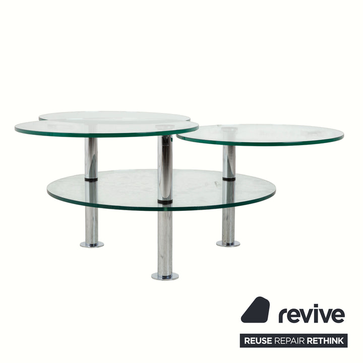 Table basse Ronald Schmitt K 180 en verre chromé argenté, à commande manuelle