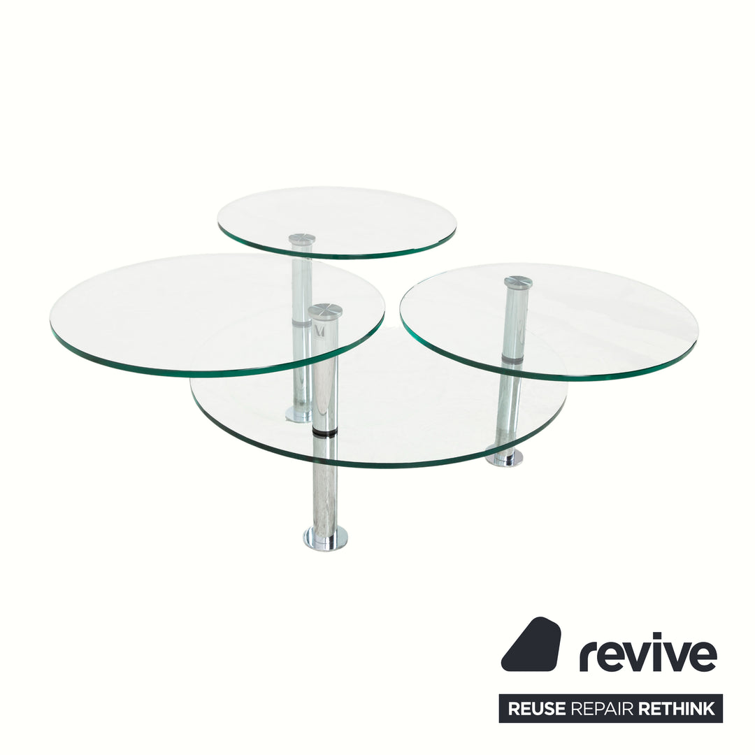 Table basse Ronald Schmitt K 180 en verre chromé argenté, à commande manuelle