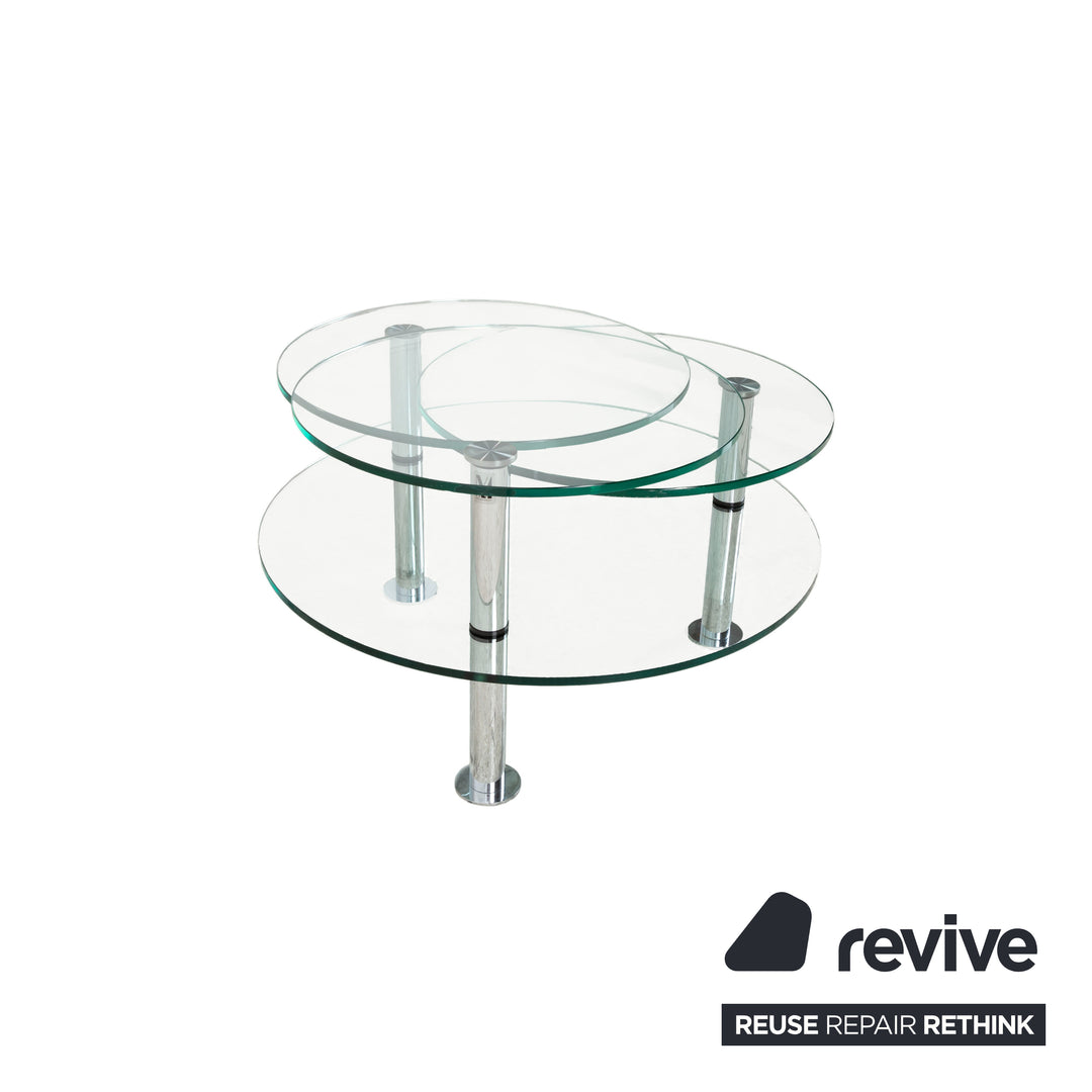 Table basse Ronald Schmitt K 180 en verre chromé argenté, à commande manuelle
