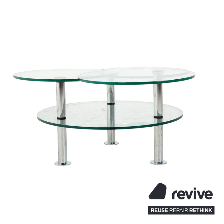 Table basse Ronald Schmitt K 180 en verre chromé argenté, à commande manuelle