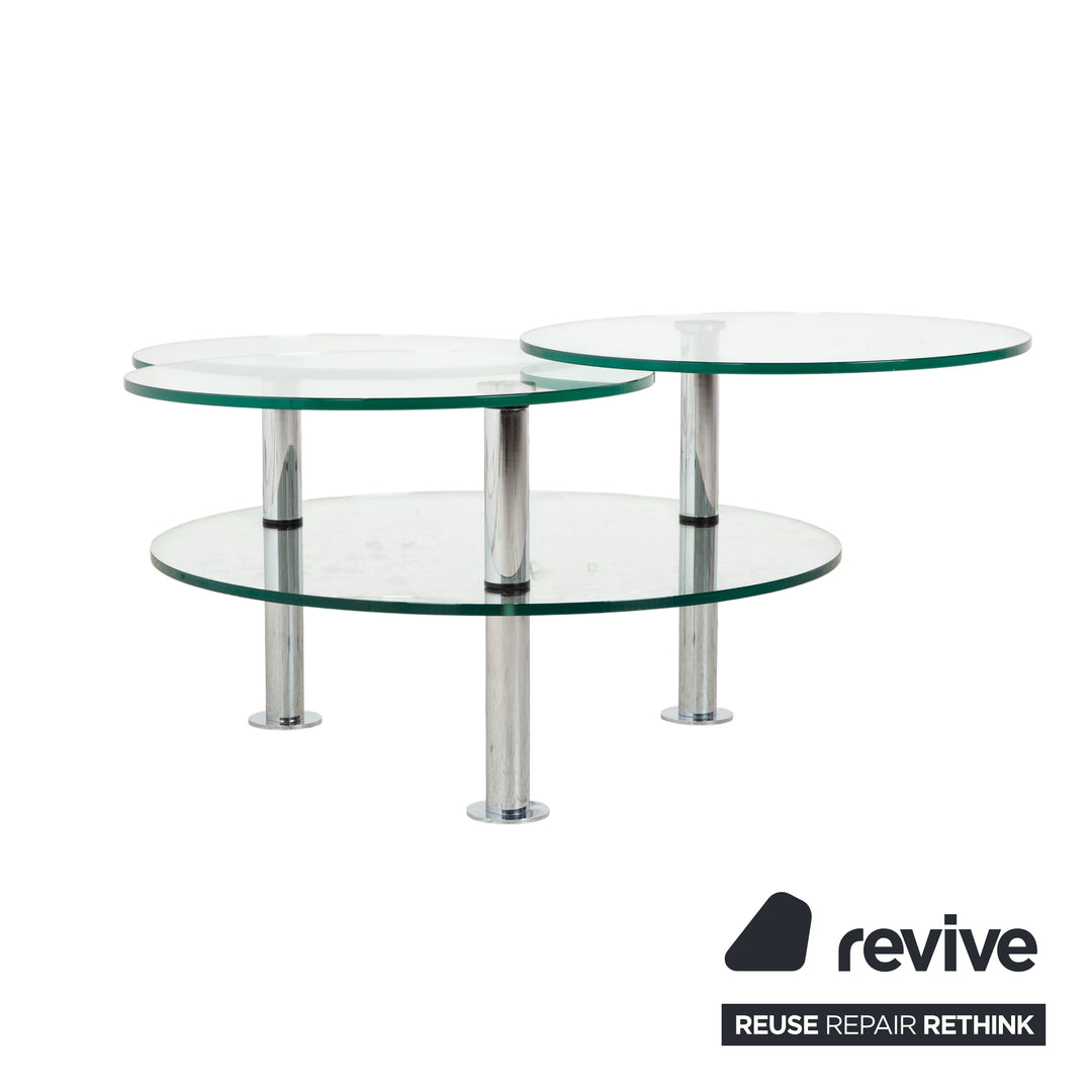 Table basse Ronald Schmitt K 180 en verre chromé argenté, à commande manuelle