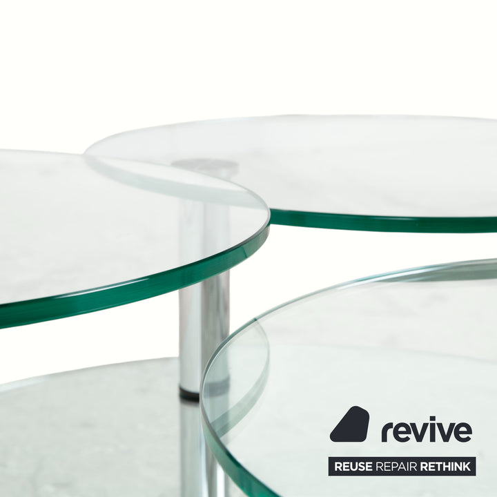 Table basse Ronald Schmitt K 180 en verre chromé argenté, à commande manuelle