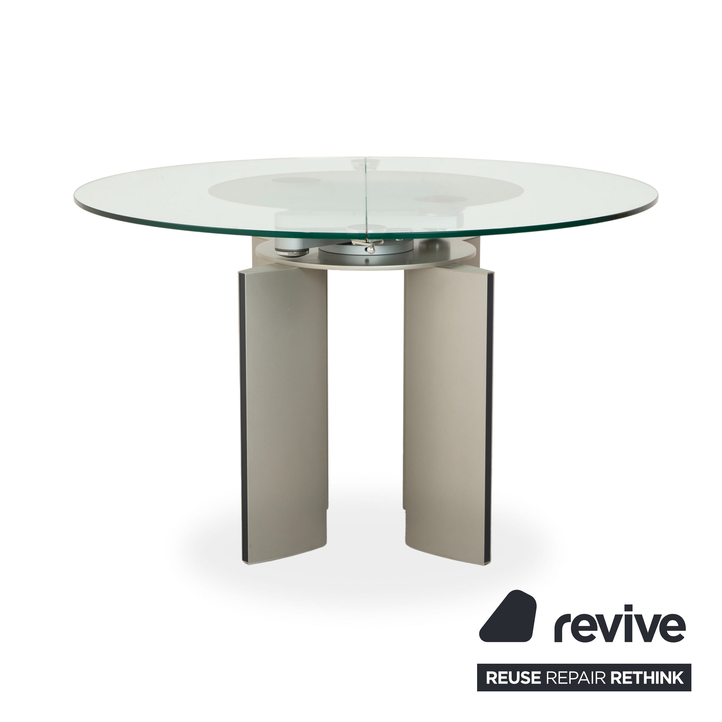 Ronald Schmitt K / G 750 / E Glas Esstisch Silber Beige Ausziehfunktion