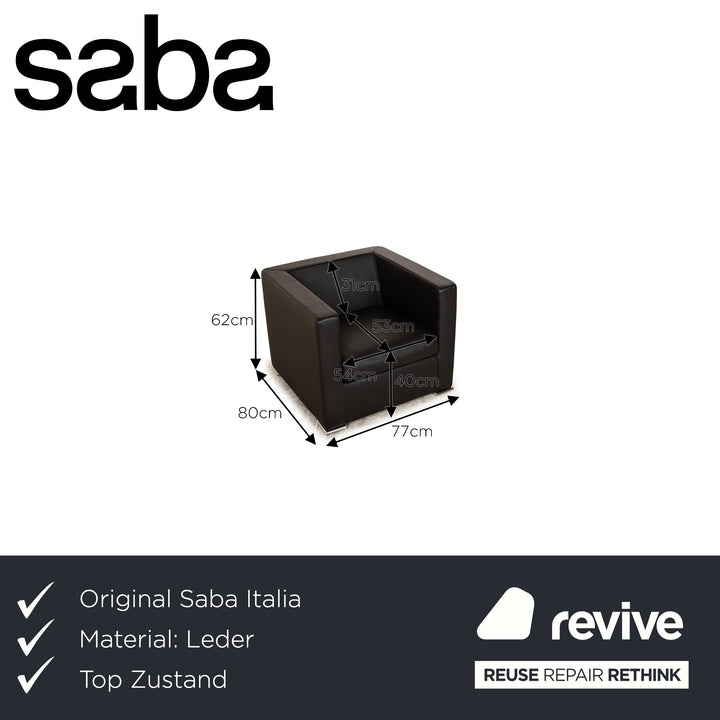 Saba Italia Fauteuil En Cuir Noir